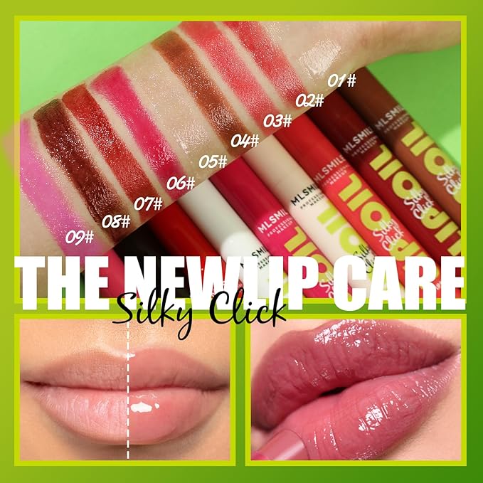 3 Colors Fat Lip Oil Click Slick, Moisturizing and Long-lasting Lip Balm, Non-stick and High Pigment Lip Glow Oil, Lightweight Lip Plumper with Coconut Oil (Set: C)-FemmiqueWomen