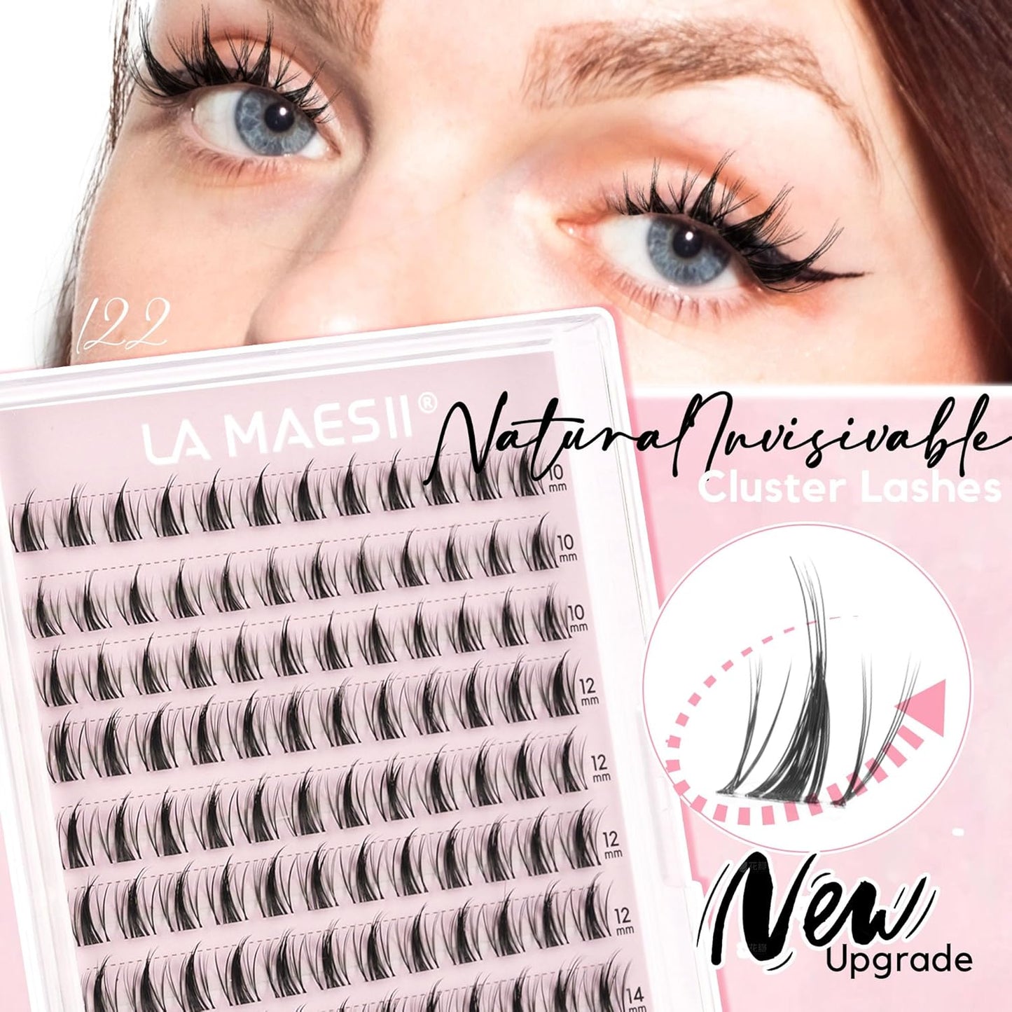 110Pcs Clear Band Lash Clusters 10-14mm Natural Look Cluster Eyelashes C Curl Resuable Invisible Band Individual Cluster Lashes(122)-FemmiqueWomen