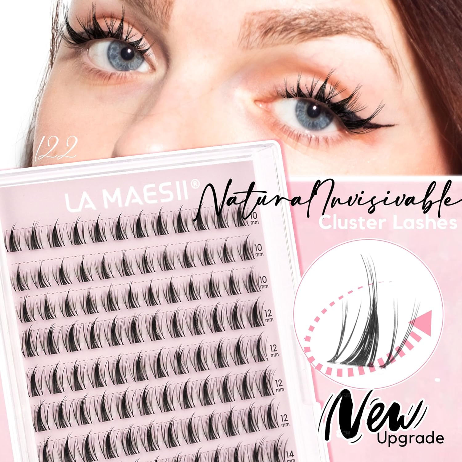 110Pcs Clear Band Lash Clusters 10-14mm Natural Look Cluster Eyelashes C Curl Resuable Invisible Band Individual Cluster Lashes(122)-FemmiqueWomen