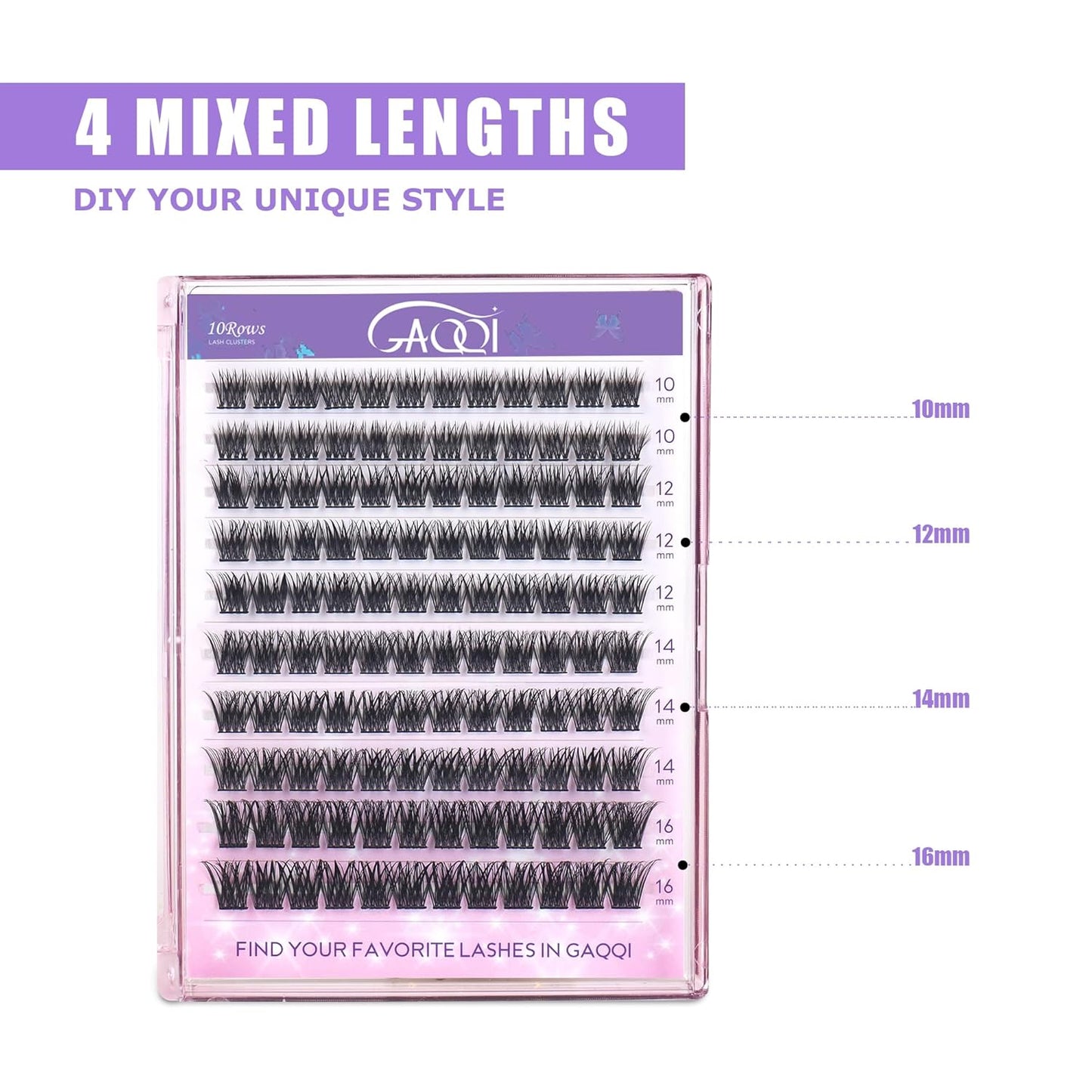 GAQQI Lash Clusters, Eyelash Clusters 120PCS C Curl Individual Lashes, Wispy Cluster Eyelash Extension 10-16mm Mixed Length, Natural Looking Cluster Lashes （GQ19, C Curl, 10-16mm)-FemmiqueWomen