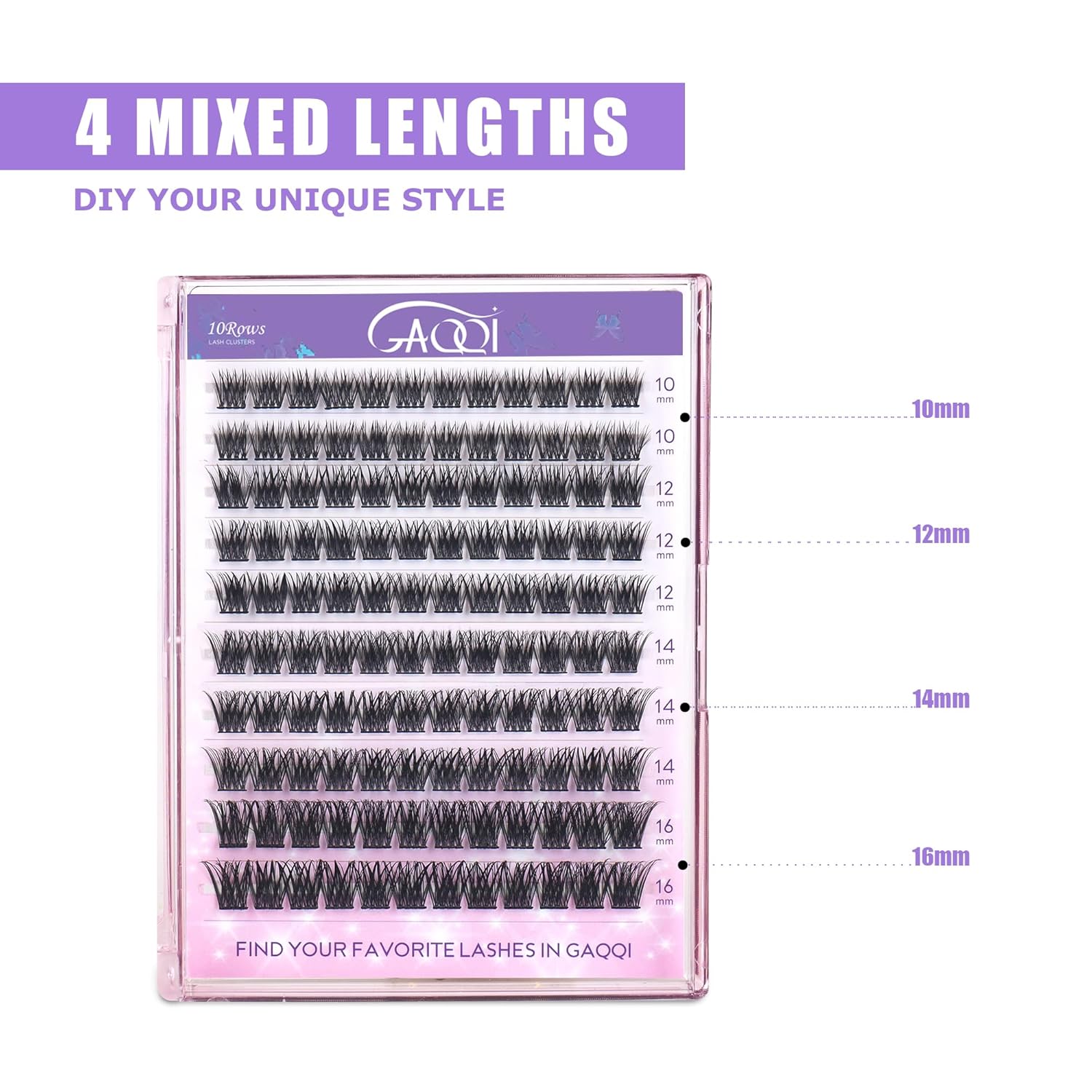 GAQQI Lash Clusters, Eyelash Clusters 120PCS C Curl Individual Lashes, Wispy Cluster Eyelash Extension 10-16mm Mixed Length, Natural Looking Cluster Lashes （GQ19, C Curl, 10-16mm)-FemmiqueWomen