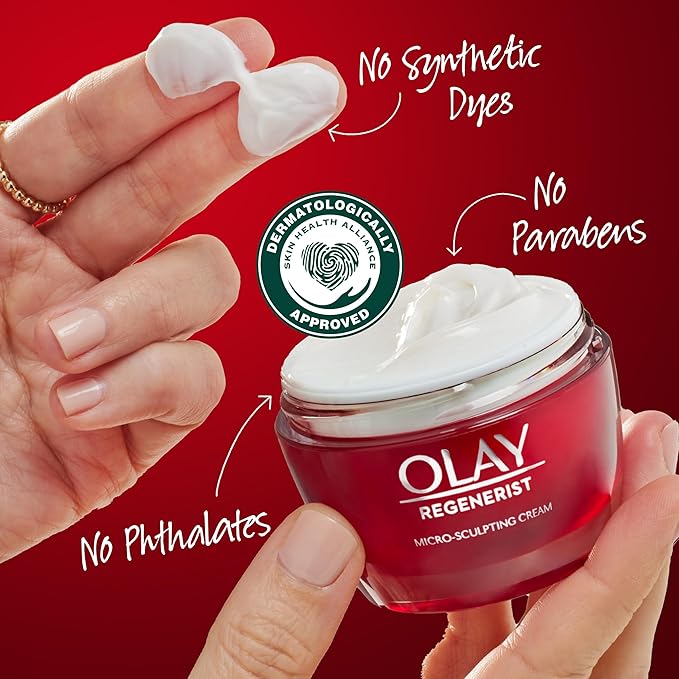 Olay Face Moisturizer, Regenerist Micro-Sculpting Facial Cream for Women - Instant Hydration, Anti-Aging, Anti-Wrinkle, Firming Skin Care - Hyaluronic Acid, Niacinamide, Amino Peptides, 1.7 Oz-FemmiqueWomen