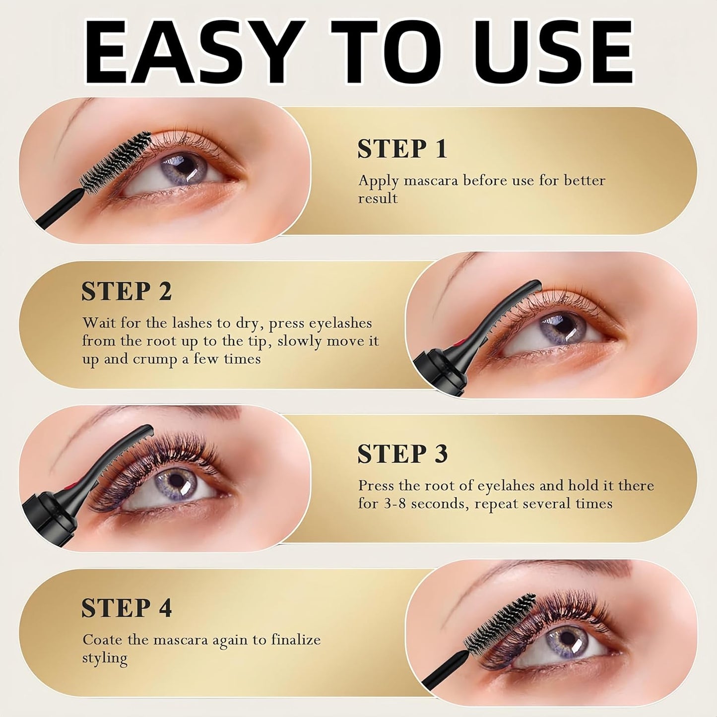 Heated Eyelash Curler, Heated Lash Curler with Led Display Electric Eye lash Curler 3 Temp Settings for Makeup Tools for Achieving A Natural Curl and Long Lasting Eyelashes, Designed for Women, White-FemmiqueWomen