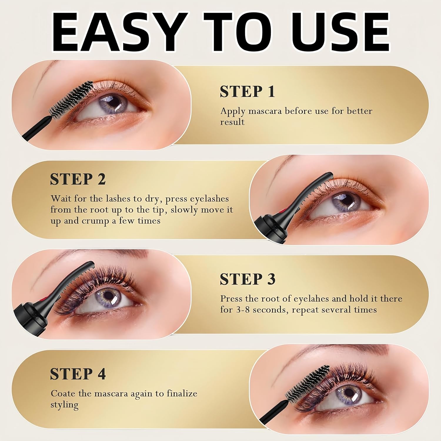 Heated Eyelash Curler, Heated Lash Curler with Led Display Electric Eye lash Curler 3 Temp Settings for Makeup Tools for Achieving A Natural Curl and Long Lasting Eyelashes, Designed for Women, White-FemmiqueWomen