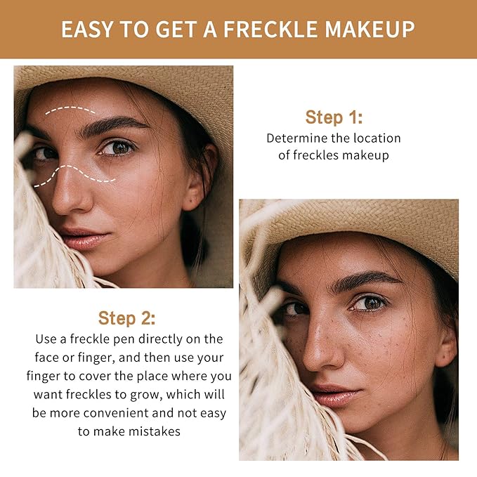 2 Pcs Freckle Pen Set, Natural Lifelike Fake Freckles Makeup Pen Magic Brown Color Freckles Makeup Tool Long-Lasting Waterproof Dot Spot Pen for Effortless Sunkissed Makeup (Light Brown)-FemmiqueWomen