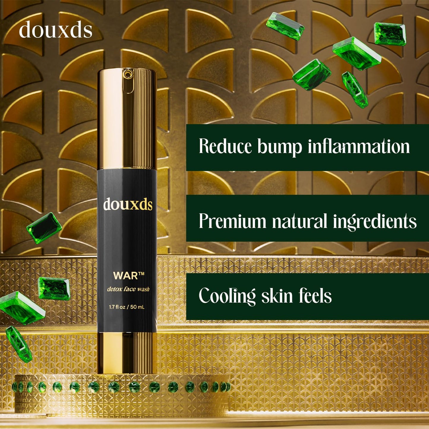 douxds WAR™ Detox Face Wash, Pore Cleaner Aloe Vera, Natural Skin Care Charcoal Face Wash, Men's Skin Care, Acne Treatment For Face, Ingrown Hair, 50 ml-FemmiqueWomen