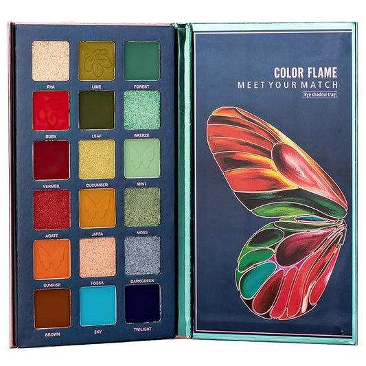 18 Colors Eyeshadow Palette, Butterfly Series Highly Pigmented Eye Makeup Palette, Matte Shimmer Metallic Powder Eyeshadow Pallet, Makeup Palette Cosmetics Gift, 111-FemmiqueWomen
