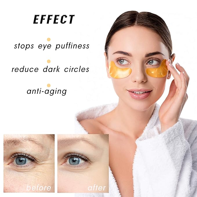 24K Gold Under Eye Patches Eye Masks For Dark Circles And Puffiness with anti-aging effect 20 pairs 40 pcs [medbeauty]-FemmiqueWomen