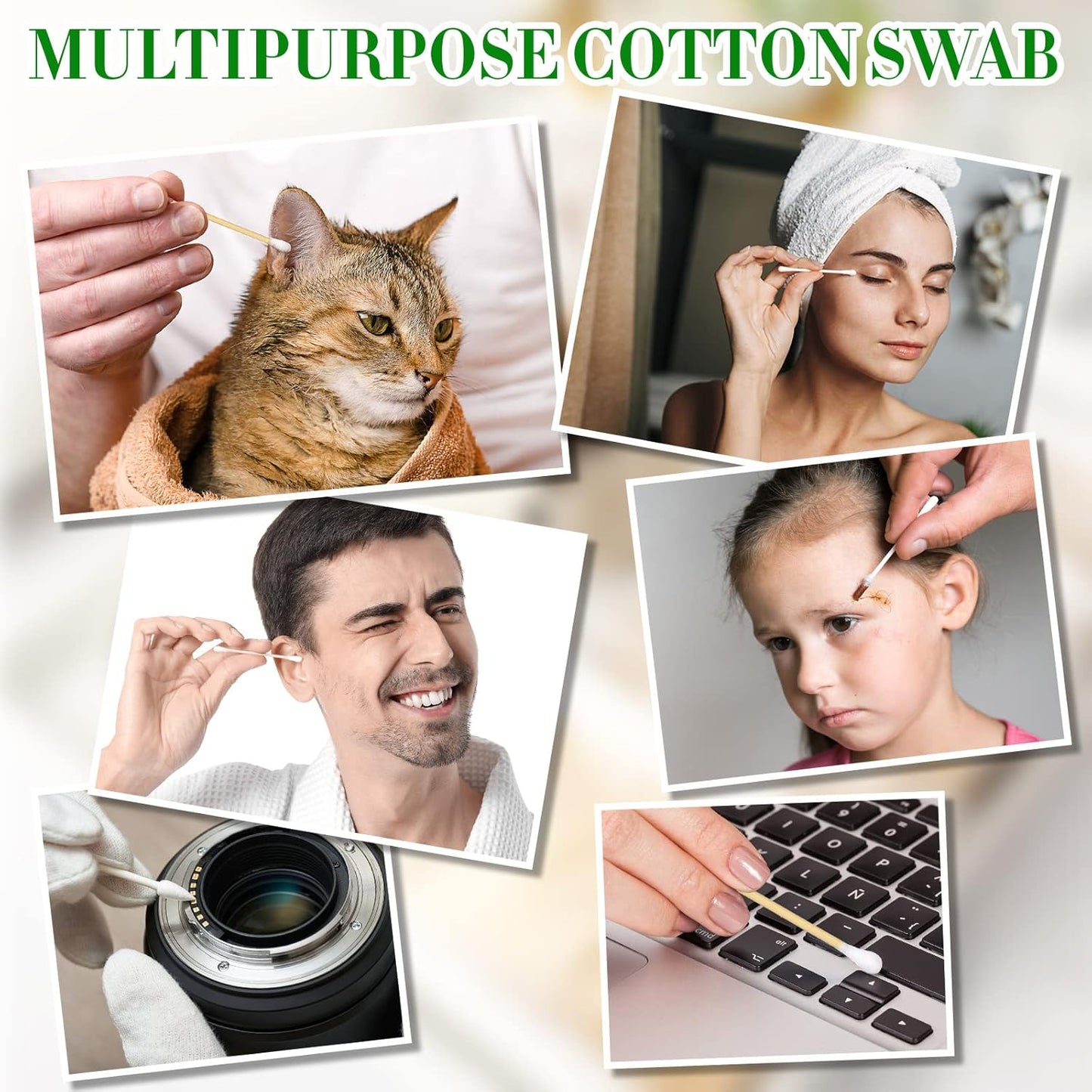 10000 Pcs Double Round Cotton Swabs with Wooden Sticks Bulk Cotton Buds Travel Size Ear Swabs for Ears Makeup Daily Cleaning Pet Care Arts Crafts-FemmiqueWomen