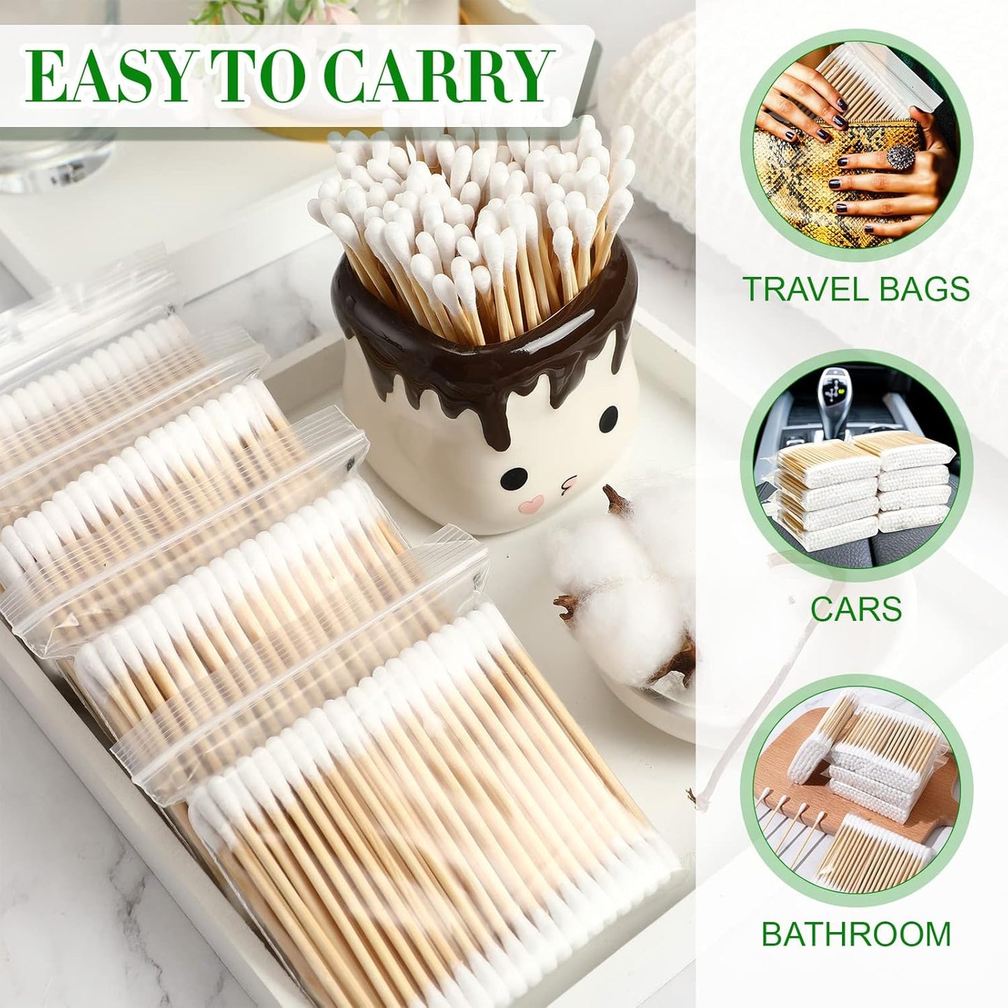 10000 Pcs Double Round Cotton Swabs with Wooden Sticks Bulk Cotton Buds Travel Size Ear Swabs for Ears Makeup Daily Cleaning Pet Care Arts Crafts-FemmiqueWomen