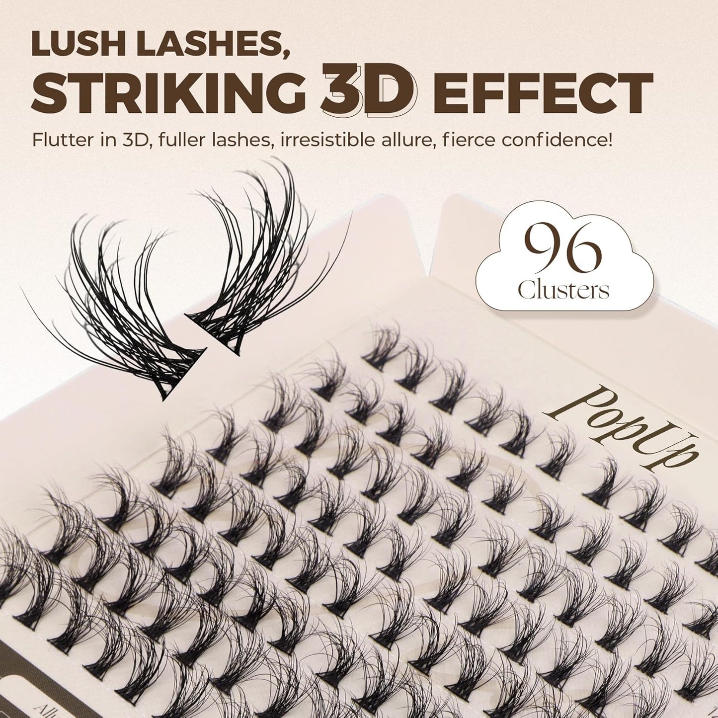 PopUp Cluster Lashes Wispy Cluster Eyelash Extensions 3D DIY Lash Clusters 10-16mm Multilayered Eyelash Clusters, Reusable Fluffy Individual Lashes Cluster(BDD06)-FemmiqueWomen