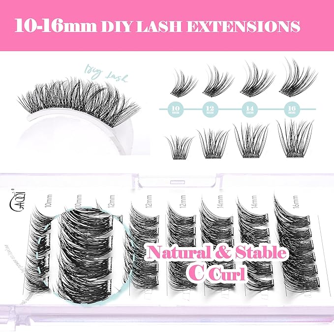 GAQQI Self Adhesive Lash Clusters, No Glue Eyelash Clusters 10-16mm Full & Volume Self Adhesive False Eyelashes, No Band Glueless Lashes-FemmiqueWomen