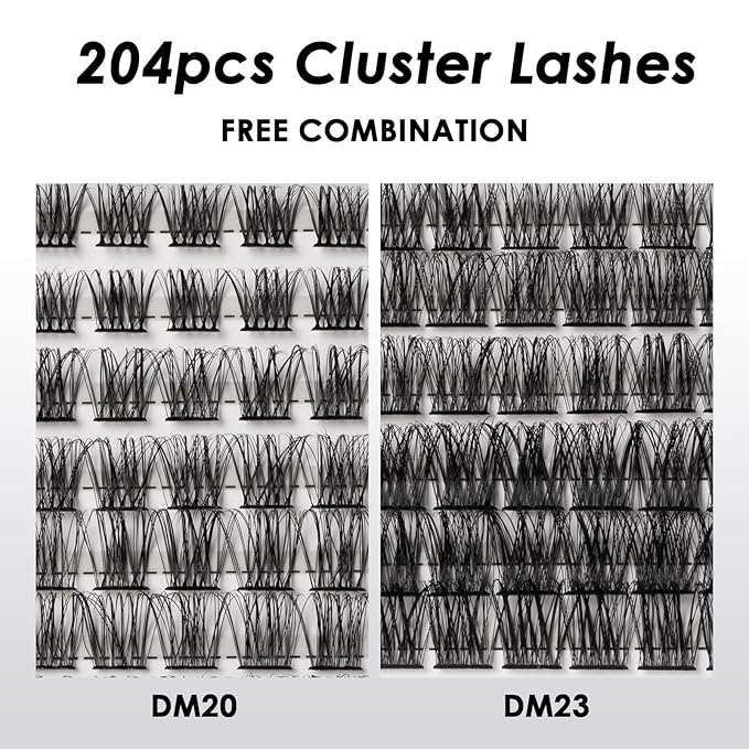Lash Clusters 204 Pcs Individual Lashes Clusters Eyelash Extensions False Eyelashes DIY Lash Extension Kit Reusable False Eyelashes Natural Look Mix 10-16mm C D Curl(DM20+DM23)-FemmiqueWomen
