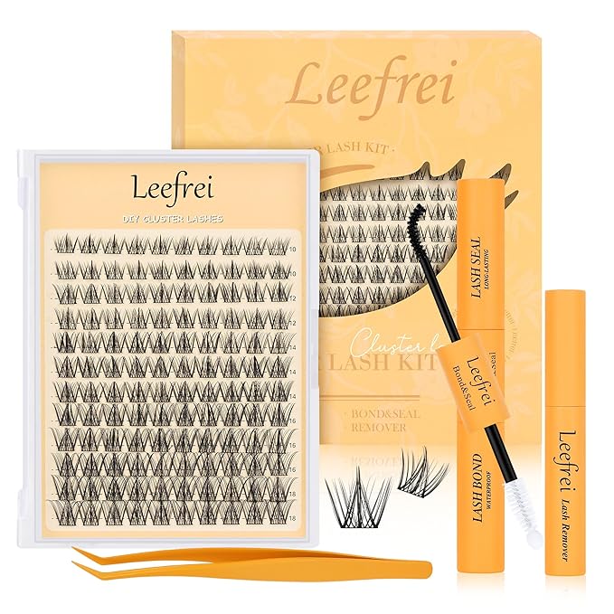 Eyelash Clusters Set 10-18mm Wispy Lash Clusters D Curl DIY Cluster Lash Extension Kit Individual Lashes Kit With Bond & Seal, Glue Remover, Tweezers(LF02 Lashes Set)-FemmiqueWomen