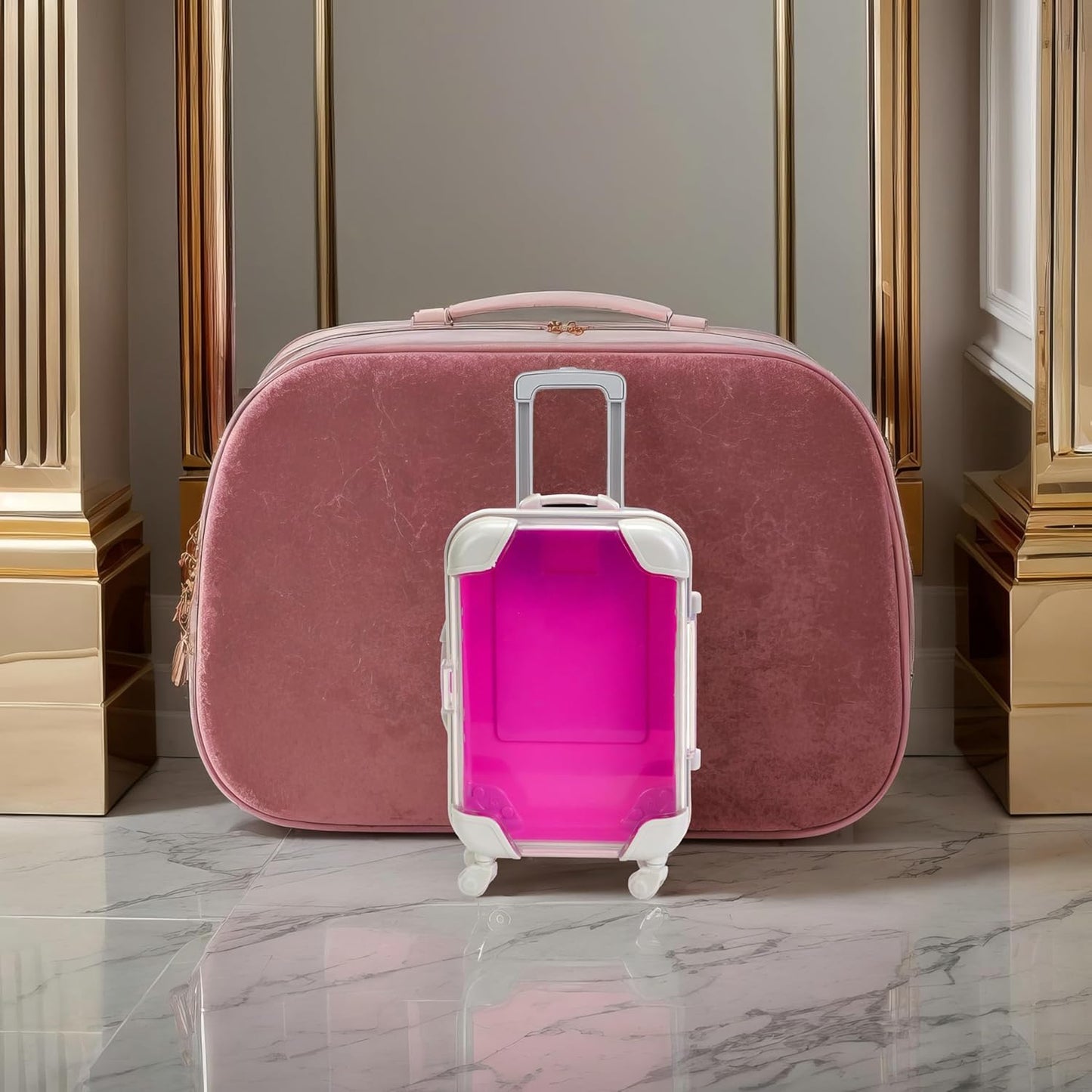 False Eyelash Storage Box, Portable Travel Organizer Mini Luggage False Eyelash Tray Makeup Tool (ROSE RED)-FemmiqueWomen