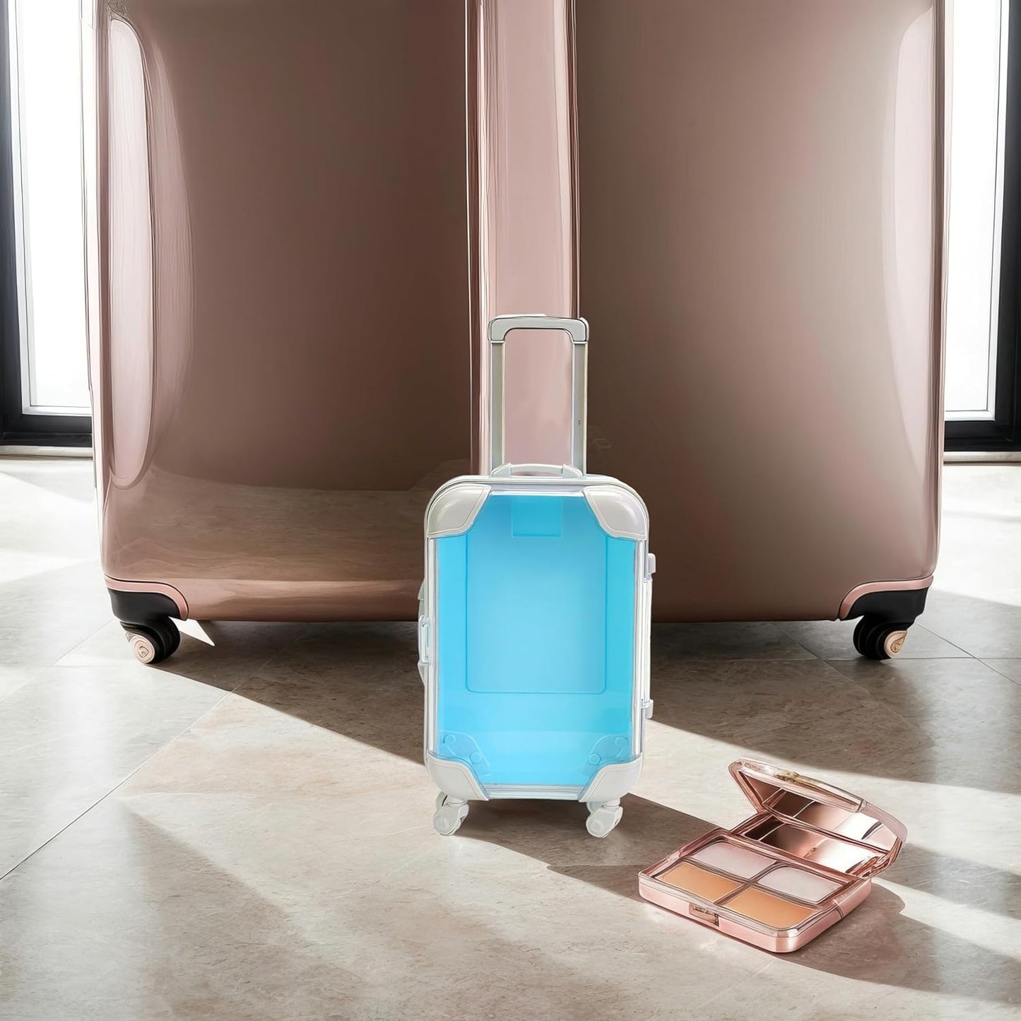 False Eyelash Storage Box, Portable Travel Organizer Mini Luggage False Eyelash Tray Makeup Tool (BLUE)-FemmiqueWomen