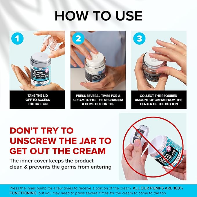 SimplyVital Collagen, Retinol & Hyaluronic Acid Cream - Anti-Aging Retinol Cream for Face, Neck & Décolleté - Made in USA - Daily Moisturizer Face Cream - 3.38 fl oz-FemmiqueWomen