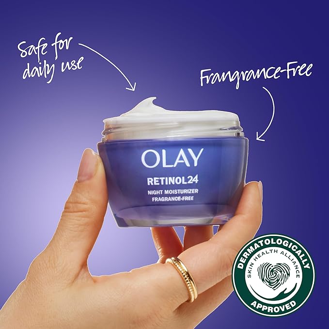 Olay Retinol 24 Face Moisturizer, Anti-Aging Night Cream for Women, Fragrance-Free, Non Greasy - Anti-Wrinkle, Smooth Fine Lines, Tightening, Hydrating Skin Care - Peptides, Glycerin, 1.7 Oz-FemmiqueWomen