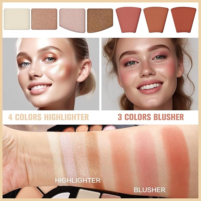 109 Colors Makeup Kit for Women Girl Full Kit Gift Set with Mirror All in One Make up Palette Included Eyeshadow Glitter Lipstick Concealer Eyeliner Eyebrow Highlighter Contour Blusher Compact PowderN-FemmiqueWomen