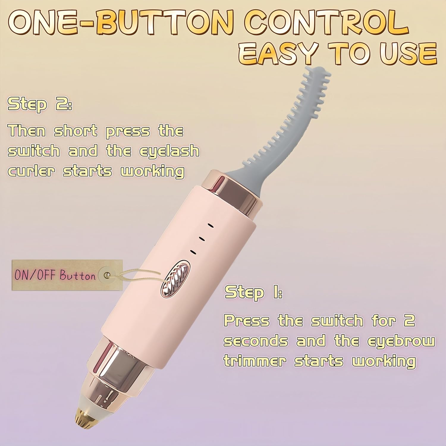 2025 Upgraded Heated Eyelash Curler - 2-in-1 USB Rechargeable Electric Eyelash Curler & Eyebrow Trimmer, Fast Heating in 6s, Anti-Burn Design, 24H Long-Lasting Effect, Gift for Women (Pink)-FemmiqueWomen