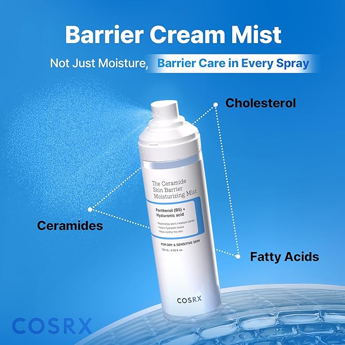 COSRX Barrier Cream Face Mist - Milky Toner with Ceramide & Hyaluronic Acid, Hydrating and Soothing Facial Spray for All Skin Types, 4.06 fl.oz, Korean Skin Care-FemmiqueWomen