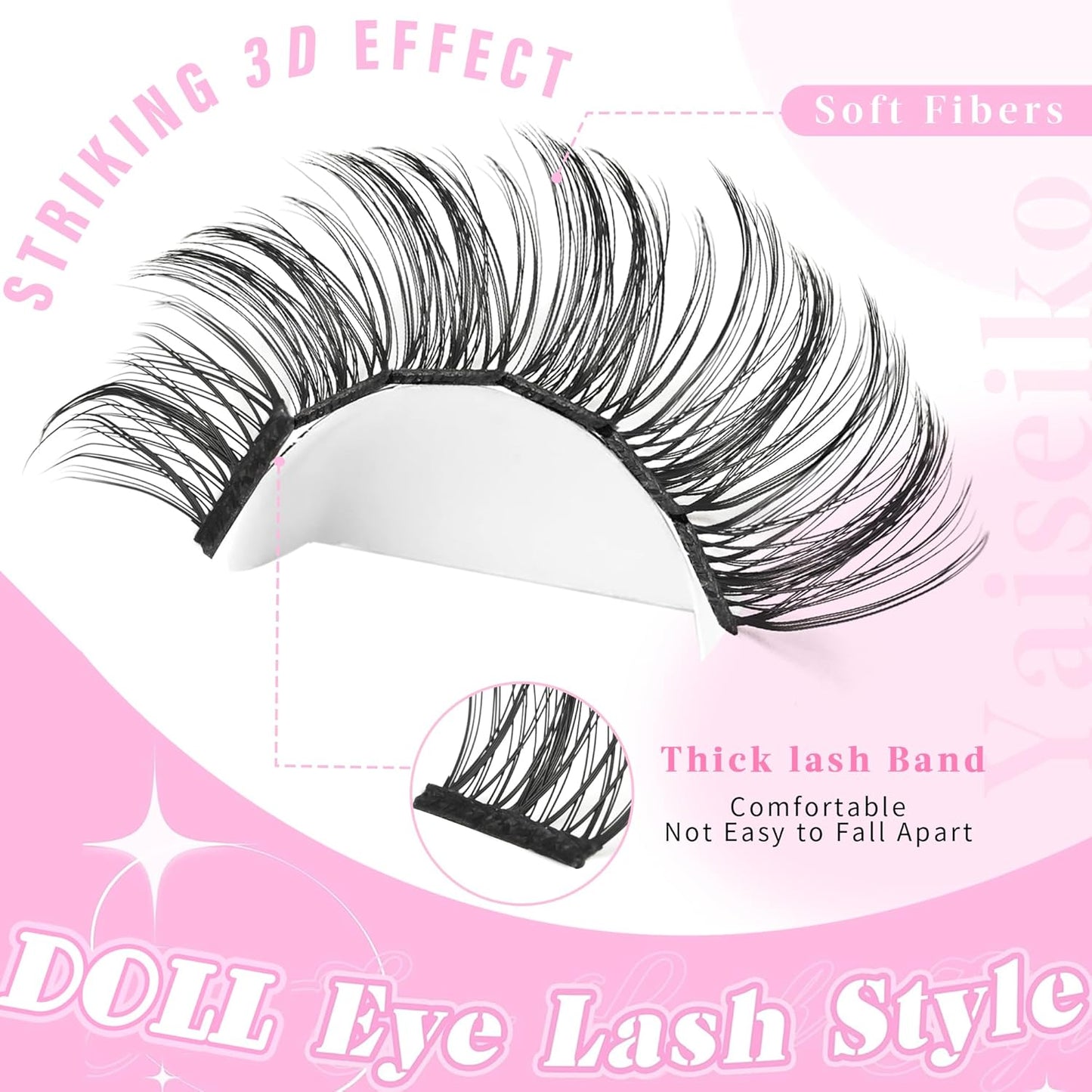 Manga Lash Clusters Eyelash Extensions Wispy Anime Eyelash Clusters Lash Extension 60pcs 8-16MM D Curl Volume Individual Lashes Clusters Natural spiky lash clusters DIY Eyelash Extension at Home-FemmiqueWomen