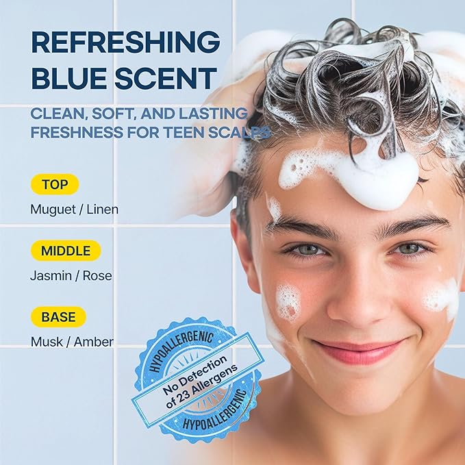 TS GD Shampoo for Boys | Korean Teen Shampoo with Upgraded Probiotics | Anti-Dandruff & Itchy Scalp Relief | Blue Fresh Allergy-Free Fragrance | Sulfate-Free (13.5 fl oz, 400ml)-FemmiqueWomen