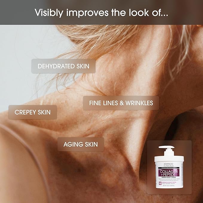 Advanced Clinicals Collagen Peptides Body Lotion & Face Moisturizer | Peptide Infused Collagen Lotion For Women & Men Helps Improve Look Of Crepe Skin, Wrinkles, & Uneven Dry Skin Texture, 2-Pack-FemmiqueWomen
