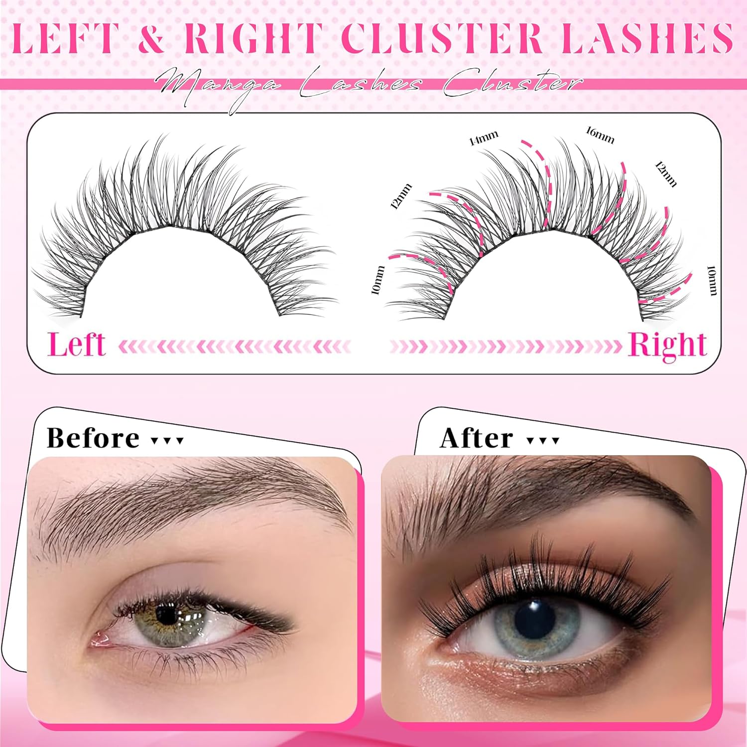 Natural Lash Clusters Wispy DIY Eyelash Clusters 120 pcs Cluster Lash Extensions C Curl Individual Lashes 10-16mm Mix Length Natural Look Lashes Clusters-FemmiqueWomen