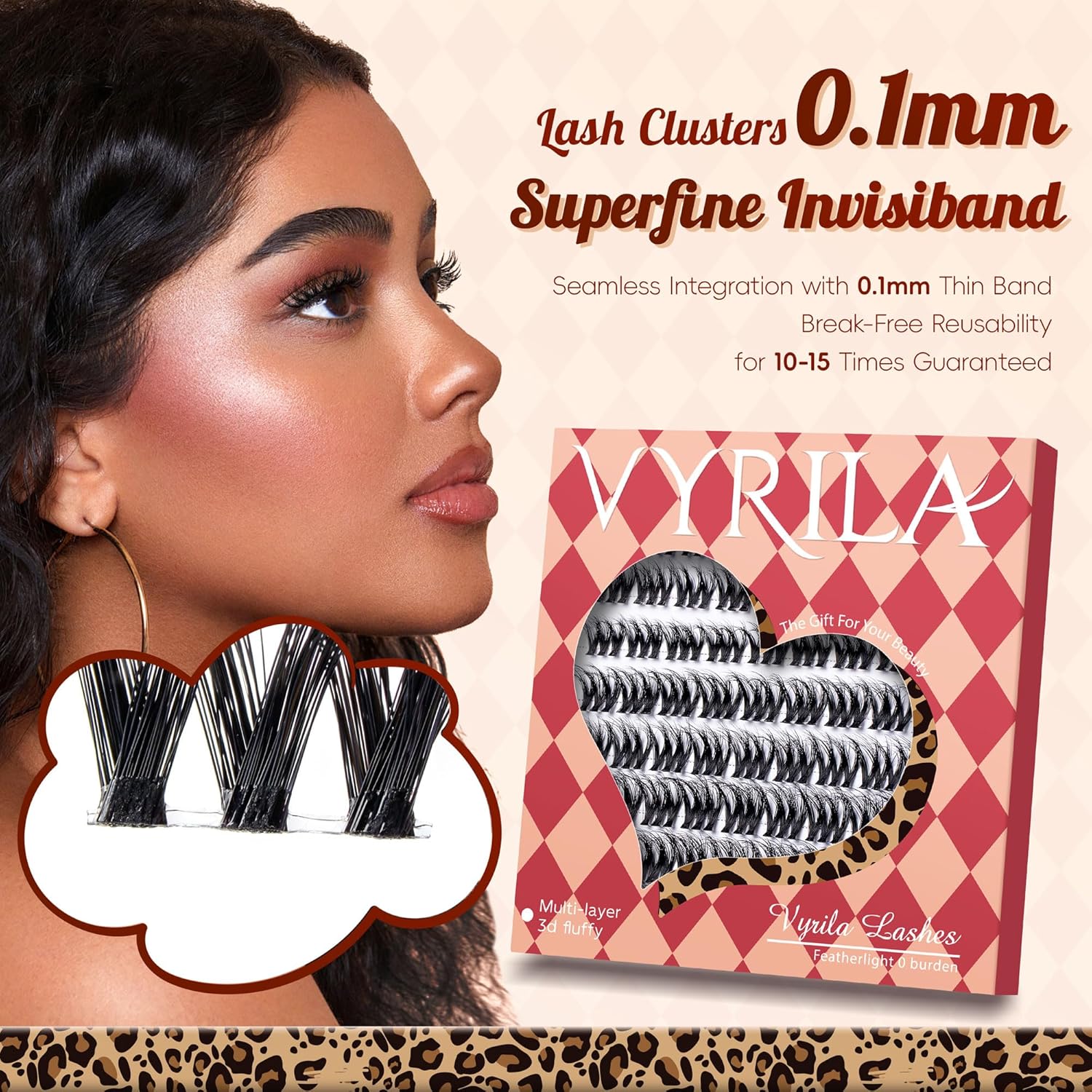 Lash Clusters 0.05mm PBT Fiber Eyelash Clusters, 0.1mm Superfine Invisiband D Curl Diy Lash Extension, 72pcs 8-16mm Individual Lashes Clusters Like Eyelash Extensions (Exotic-D-8-16Mix)-FemmiqueWomen