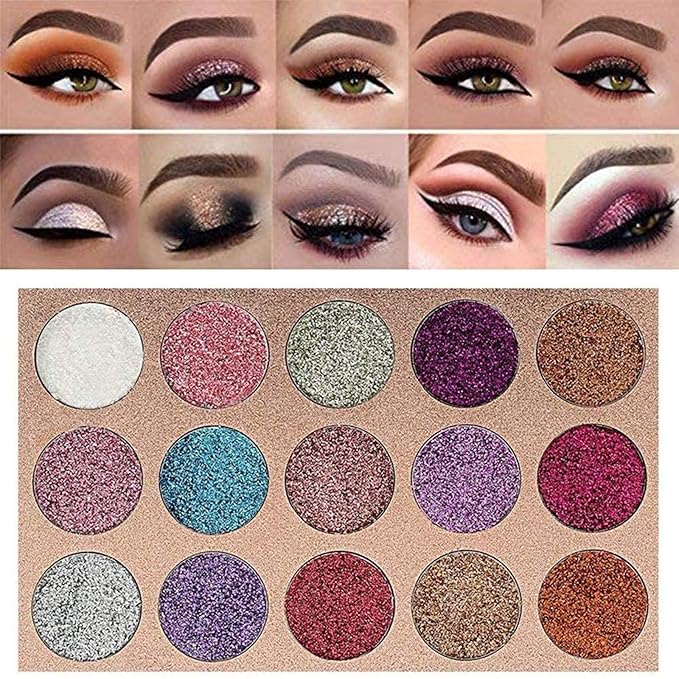 15 Colors Eyeshadow, Glitters Shimmer Pigment Pressed Makeup Palette Eyes Cosmetic-FemmiqueWomen