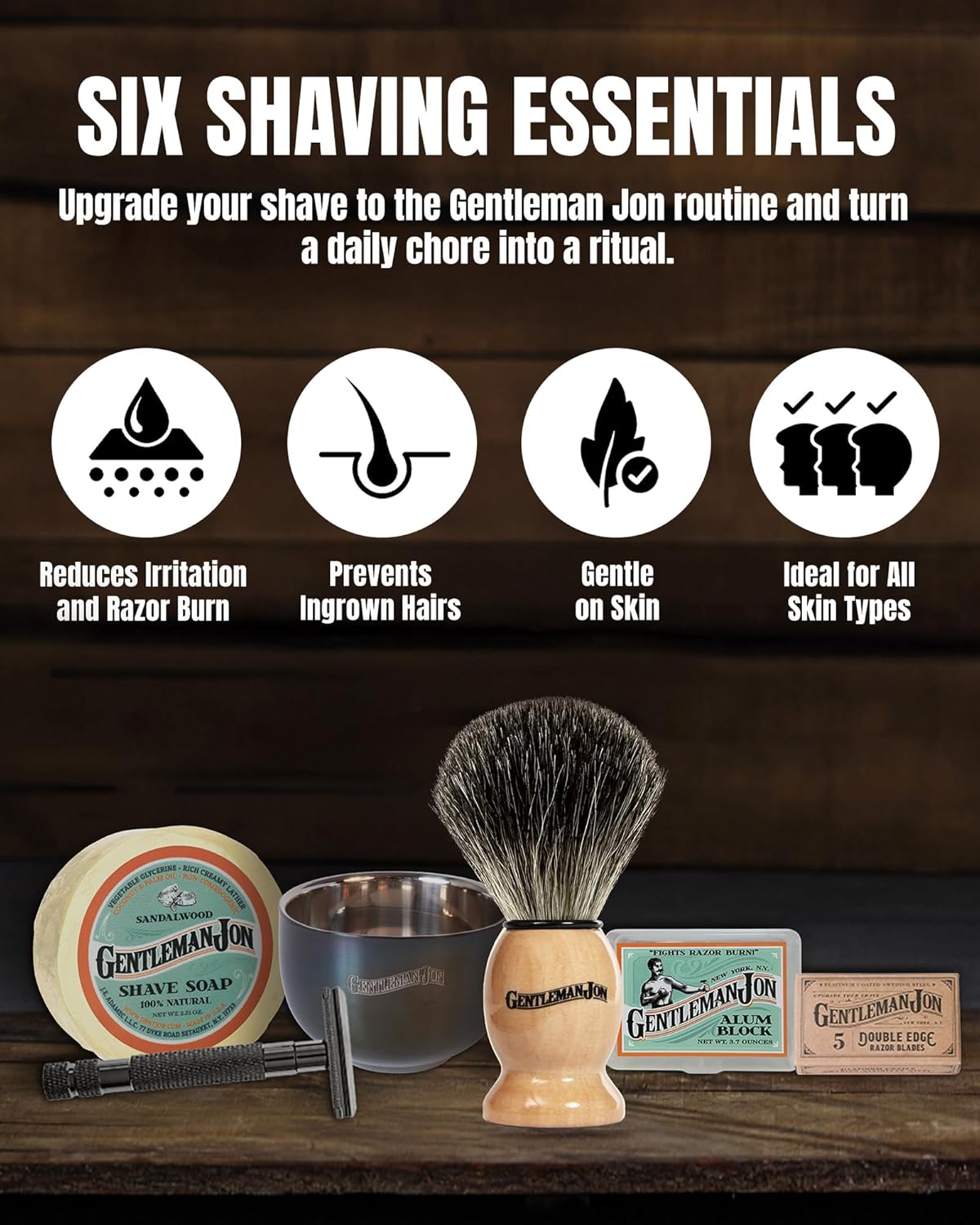 Safety Razor Shaving Kit | Vintage Wet Shave Grooming Set for Men - Includes: Safety Razor, Hair Shaving Brush, Alum Block, Shave Soap, Bowl & Double Edge Razor Blades-FemmiqueWomen