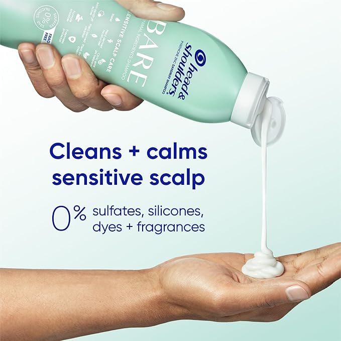 Head & Shoulders BARE Dandruff Shampoo Twin Pack, Fragrance-Free, Sensitive Scalp Care, Sulfate-Free, Silicone-Free, Dye-Free, Eco-Friendly Bottles, Safe for All Hair Types, 13.5 Fl Oz Each (Set of 2)-FemmiqueWomen