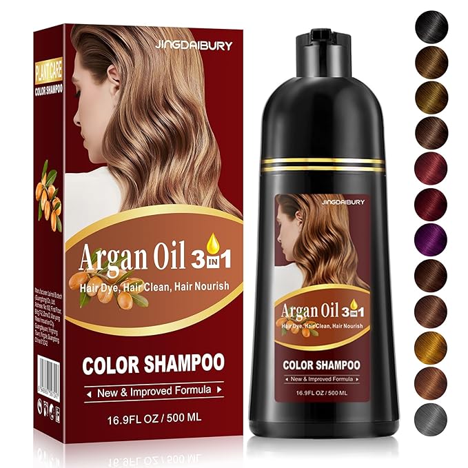 Instant Blonde and Brown Semi-Permanent Hair Dye Shampoo - 3 in 1 Formula with Argan Oil for Men & Women, Easy to Use, 16.9 Fl oz-FemmiqueWomen