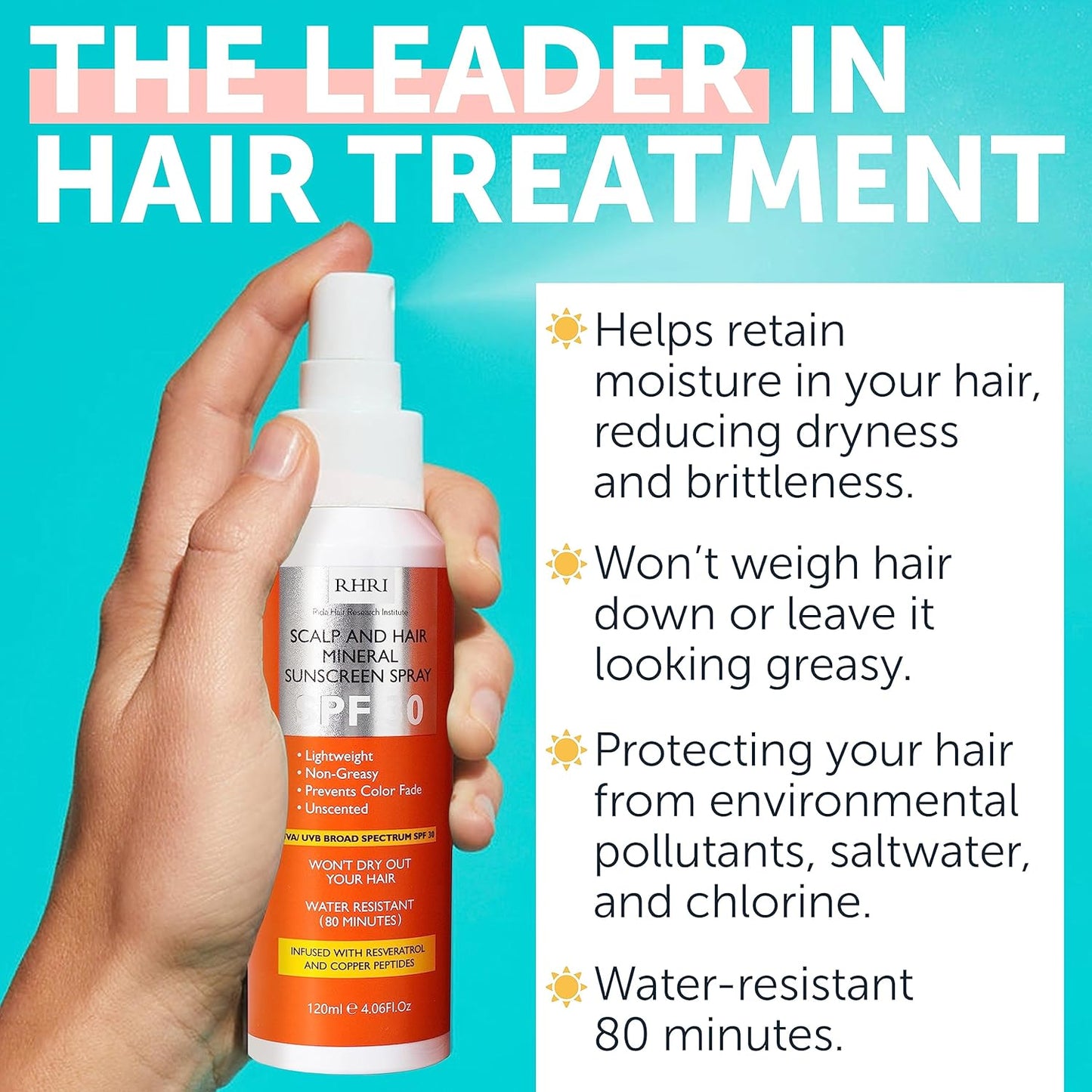 Premium SPF 30 Hair Sunscreen Spray | Non-Greasy UV Protection for Hair and Scalp | Prevents Color Fade and Dryness | Travel-Size UV Protection | Beach SunBlock | Scalp Sunscreen 4 oz 120 ml-FemmiqueWomen