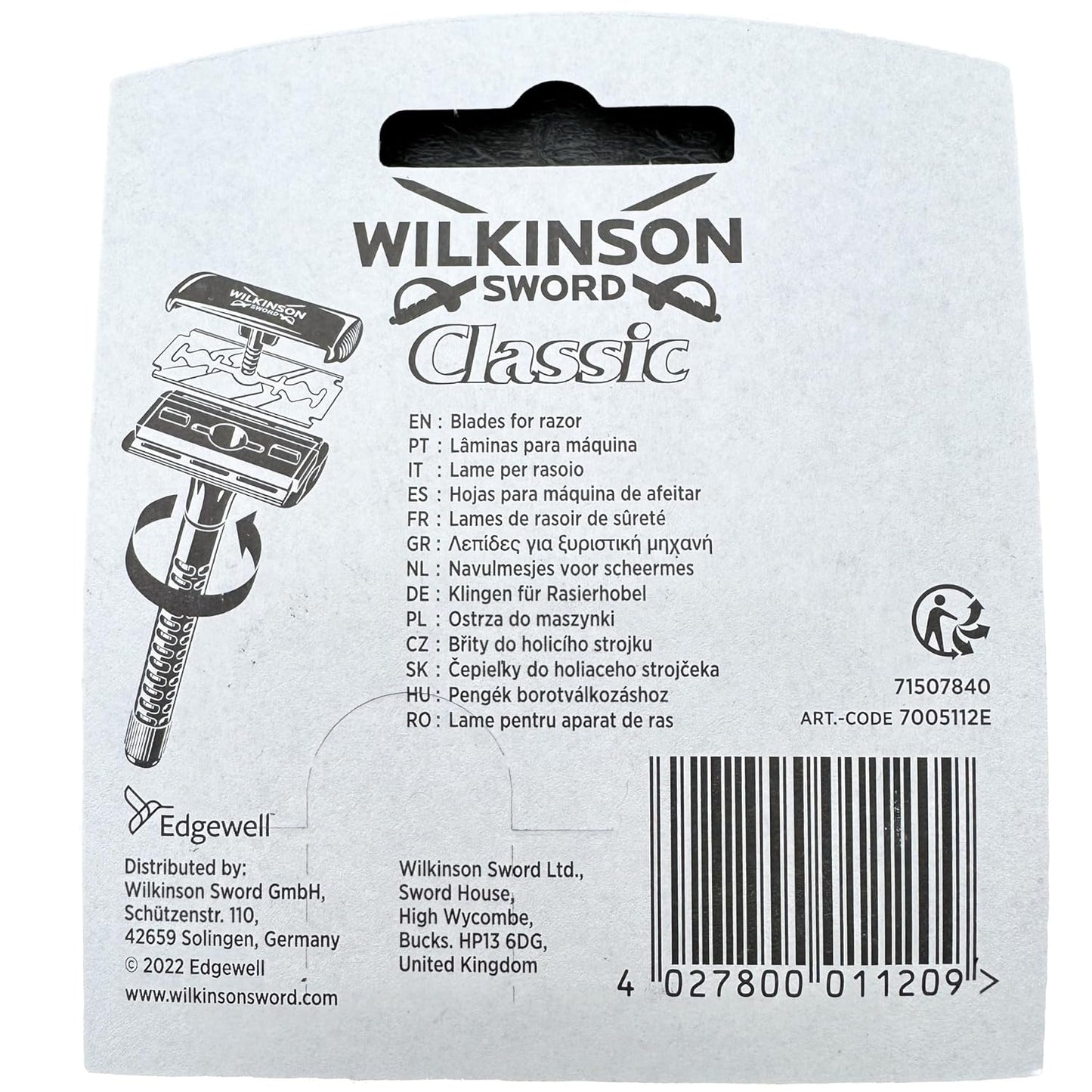 100 Wilkinson Sword Classic Double Edge Safety Razor Blades | German Made Stainless Steel Blades for Smooth, Close Shave | Fits All Double Edge Razors | 20 X 5-FemmiqueWomen