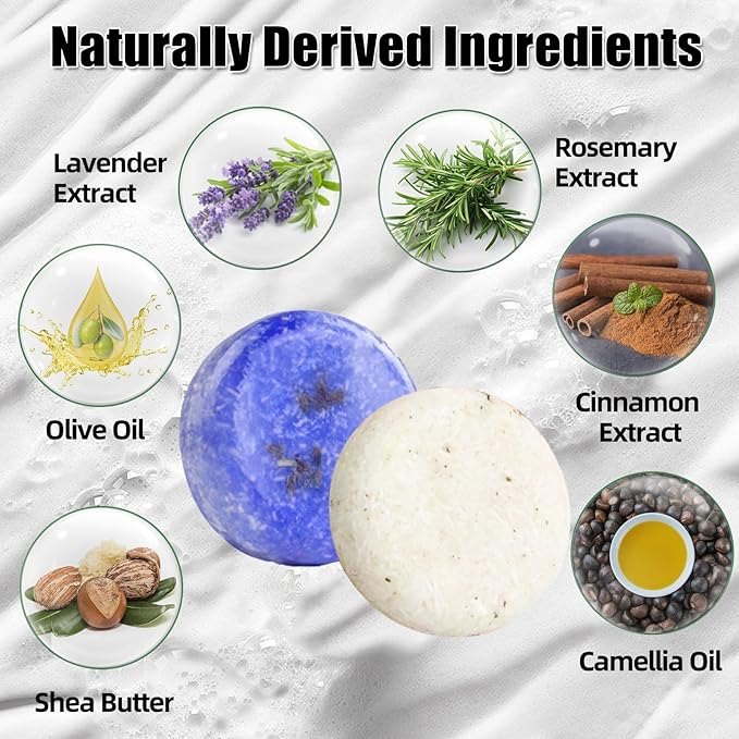 2 Pack Rosemary Lavender Hair Shampoo Bar,Deep Cleansing for Scalp Hair Loss Shampoo Soap,Organic Shampoo Oil Control for Hair Growth,Refreshing and Hydrating Bar,Gifts for Women Men-FemmiqueWomen