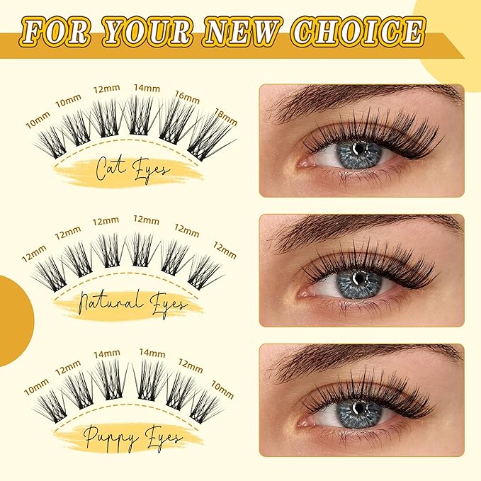 Eyelash Cluster 10-18mm Wispy Eyelash Clusters D Curl DIY Lash Extension Natural Lash Clusters Individual Lashes (LF03 Lashes Only)-FemmiqueWomen