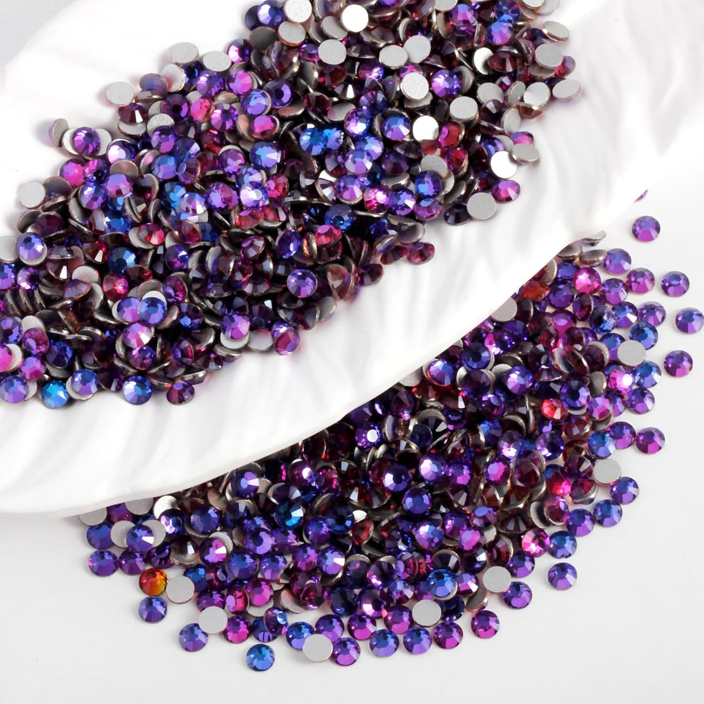 3000 PCS SS10 Flatback Rhinestones,12-Facet Diamond-Cut Glass Gems for Nail Art,Clothing,DIY Crafts,Glue-On Decoration Stones with Silver Backing,Purple Velvet-FemmiqueWomen