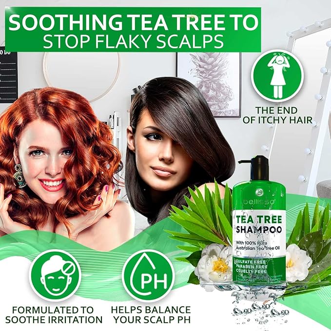 Tea Tree Oil Shampoo - Sulfate and Paraben Free with Collagen Keratin - Ideal for Women and Men with Oily Hair and Scalp Buildup - Anti Dandruff Treatment for Itchy, Dry Scalps – Salon Grade Products-FemmiqueWomen