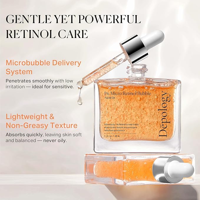 1% Retinol Face Oil with Firming, Smoothing & Glowing– Retinol Serum for Face, Lightweight Squalane Facial Oil for Fine Lines, Texture & Anti-Aging, Gentle for All Skin 1.01 fl oz-FemmiqueWomen