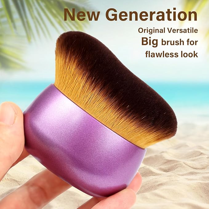 Extra Large Body Makeup Brush For Self Tanner, Leg Makeup &Bronzer Blend,75 mm Wide-headed Kabuki Brush Provides More Even &Pretty Application, Sunscreen Face& Back Makeup Brush, Wet&Dry Use- Purple-FemmiqueWomen