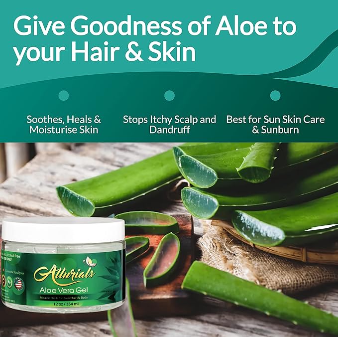 100% Pure & Organic Aloe Vera Gel, Clinically tested & Dermatologist approved, Hydrates & Heals Dry & Damaged Skin & Hair- 12 Oz-FemmiqueWomen