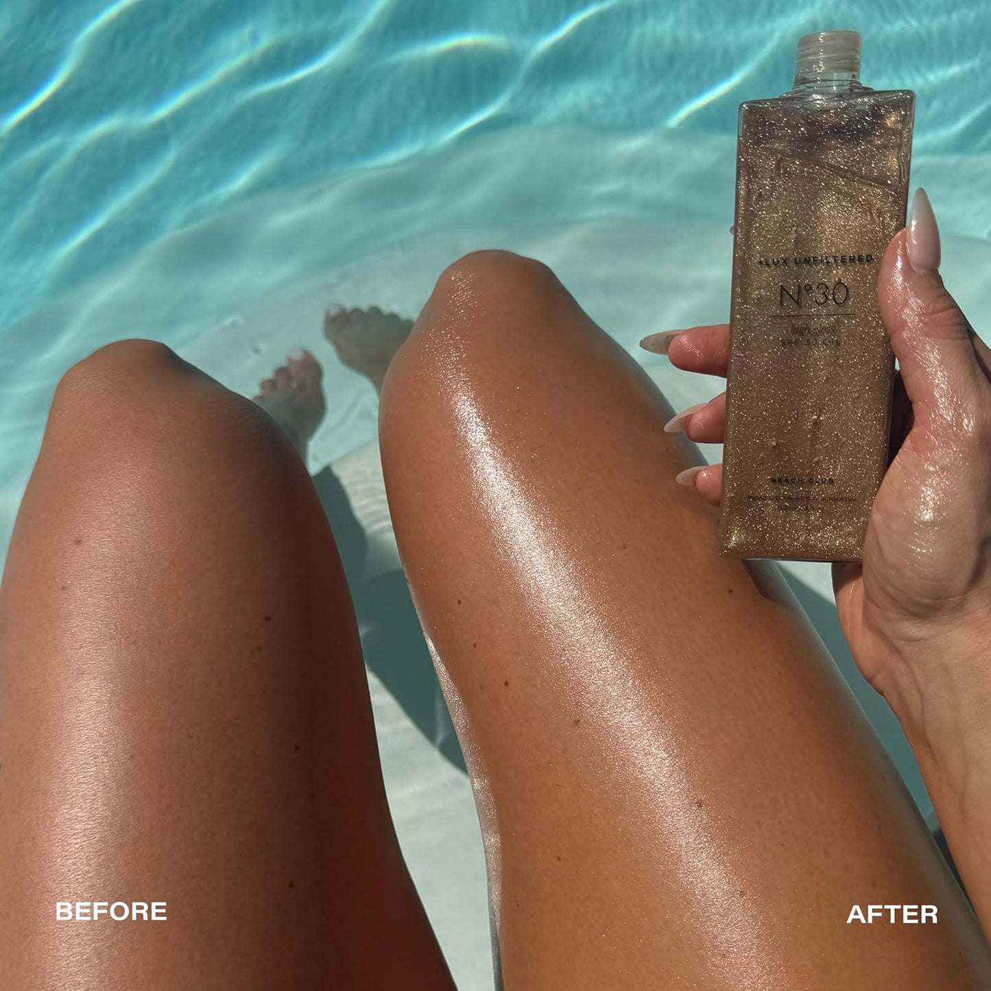+ Lux Unfiltered N°30 Shimmer Body Oil with SPF 30 - Hydrating & Nourishing High Gloss Tanning Oil, Instant Bronze Shimmer Sunscreen - Oxybenzone Free - Broad Spectrum Sunscreen SPF 30-FemmiqueWomen