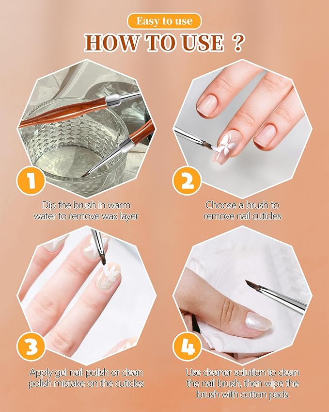 2Pcs Nail Art Brush Set, Multi-Functional 3D Nail Pen for Gel Extensions, Builder Nail Gel Design and Home DIY Manicure (Wood Color)-FemmiqueWomen