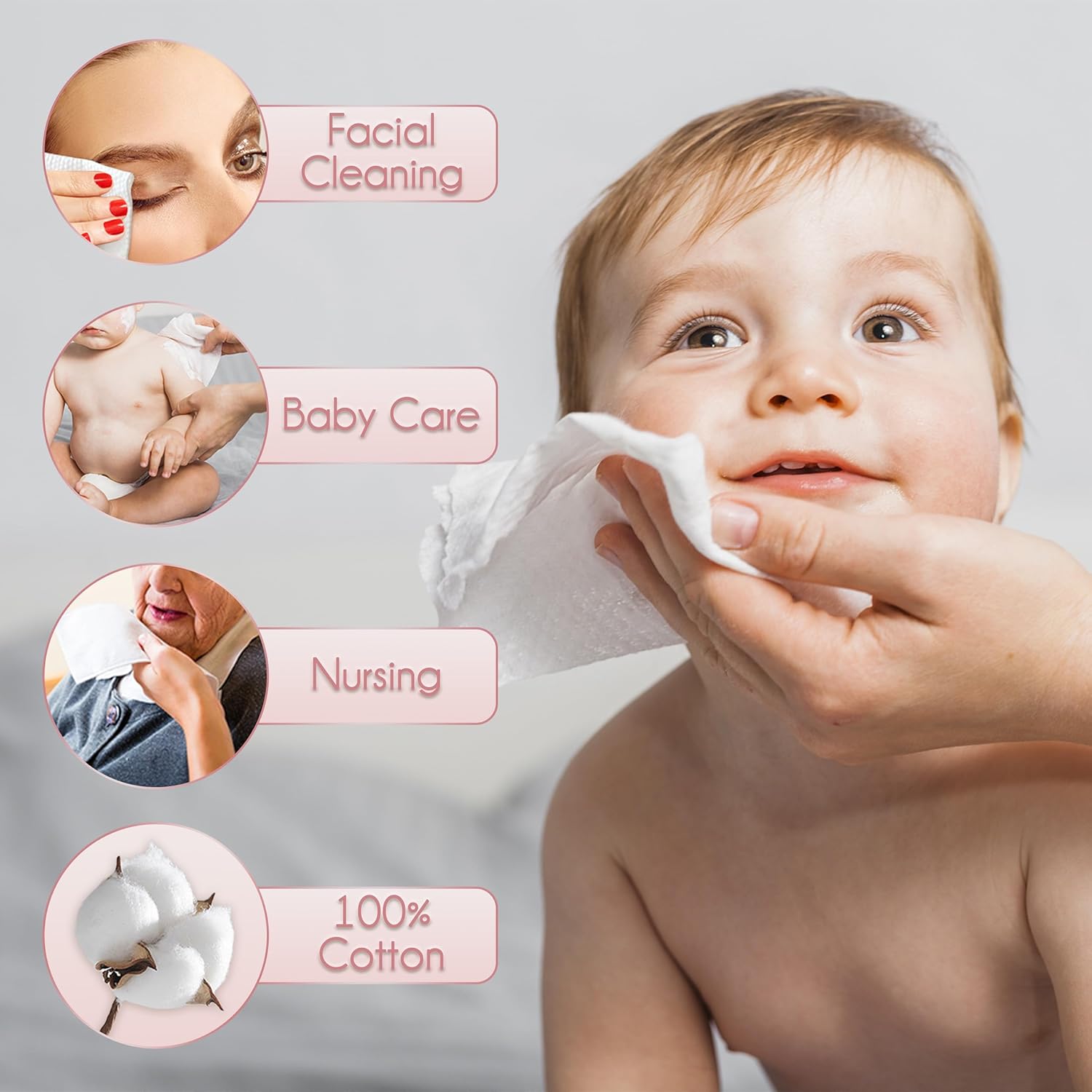 100% Cotton Disposable Face Towel 200 Count 10x12 Inch | Biodegradable Thick Soft One Time Use Dry Wipes for Sensitive Skin, Baby Care, Facial Cleaning, Makeup Removal-FemmiqueWomen