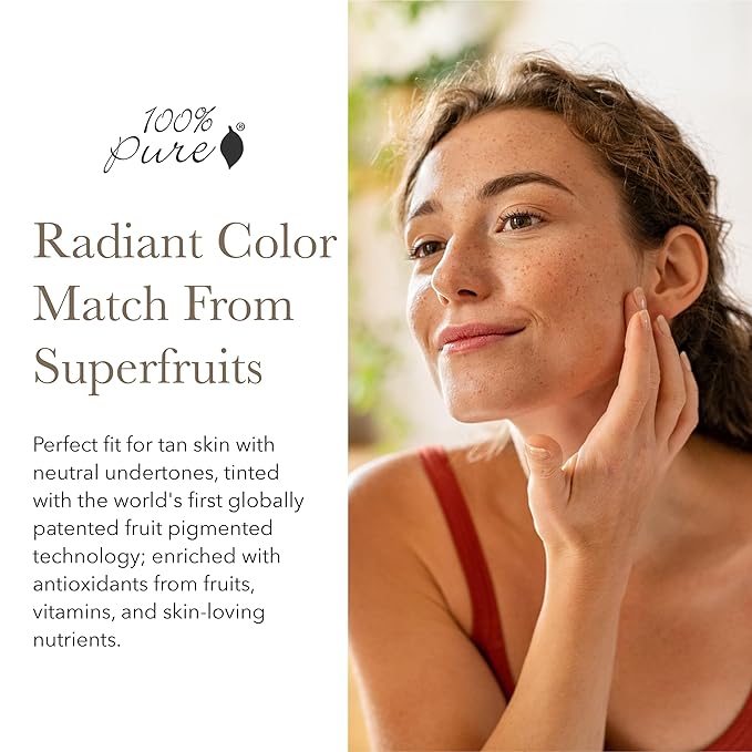 100% PURE Fruit Pigmented Healthy Foundation, Alpine Rose, Liquid Foundation Makeup, Anti-aging, Full Coverage, Matte Finish - 1 Fl Oz-FemmiqueWomen