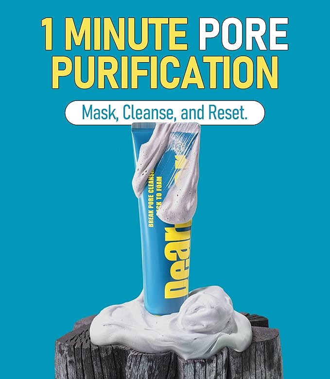 Break Pore Cleansing Pack to Foam – 3-in-1 Korean Skin Care Wash-Off Mask & Exfoliator & Cleanser w/Charcoal and Salicylic Acid – AHA, BHA, PHA for Oily, Congested Skin (3.38 fl oz)-FemmiqueWomen