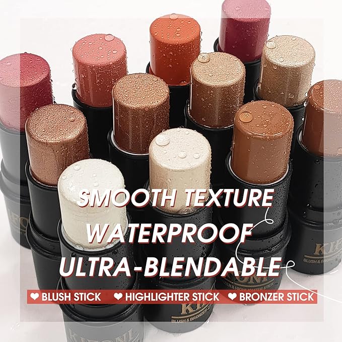 2 Pcs Cream Contour Stick Makeup Kit, Cream Highlighter Stick & Contour Bronzer Stick for Cheeks, Lightweight Blendable Smooth -Highlighter (#03 Champagne Gold #06 Silver)-FemmiqueWomen