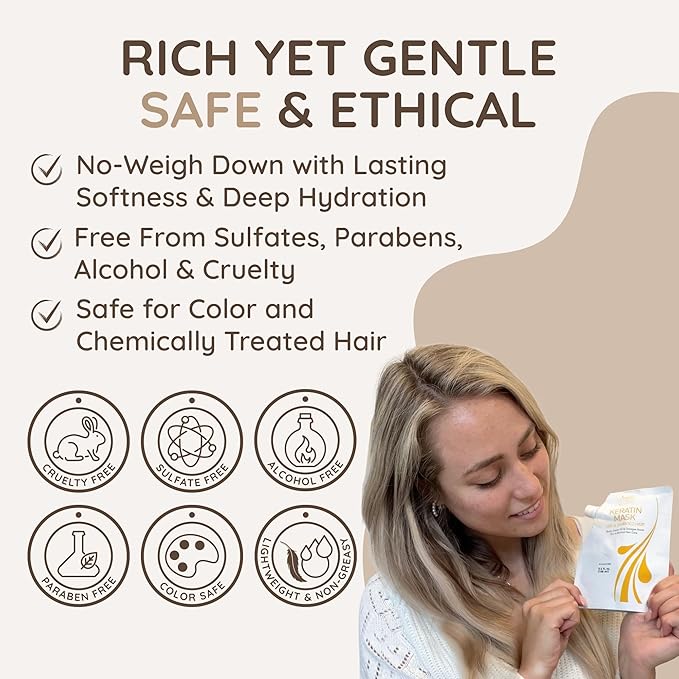 VITAMINS hair cosmetics Keratin Hair Mask - Deep Repair Conditioner with Biotin & Castor Oil - For Damaged, Dry, Curly, Straight, Thin & Fine Hair - Intense Collagen Protein Treatment-FemmiqueWomen